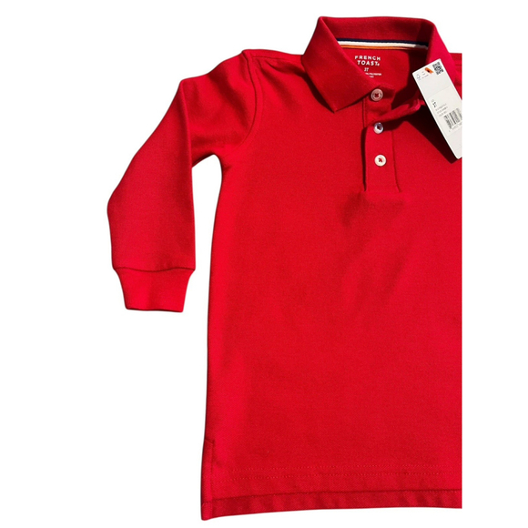 French Toast Polo Shirt Boys Size 3T Red Long Sleeve Uniform Casual Wear NWT - Picture 2 of 8